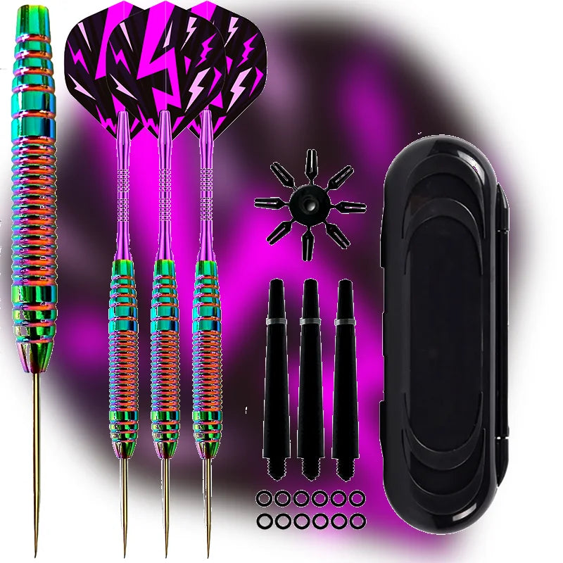 Professionelles Steel Tip Dart Set – 23g mit Rainbow Barrel & Nylon Shaft Protector!