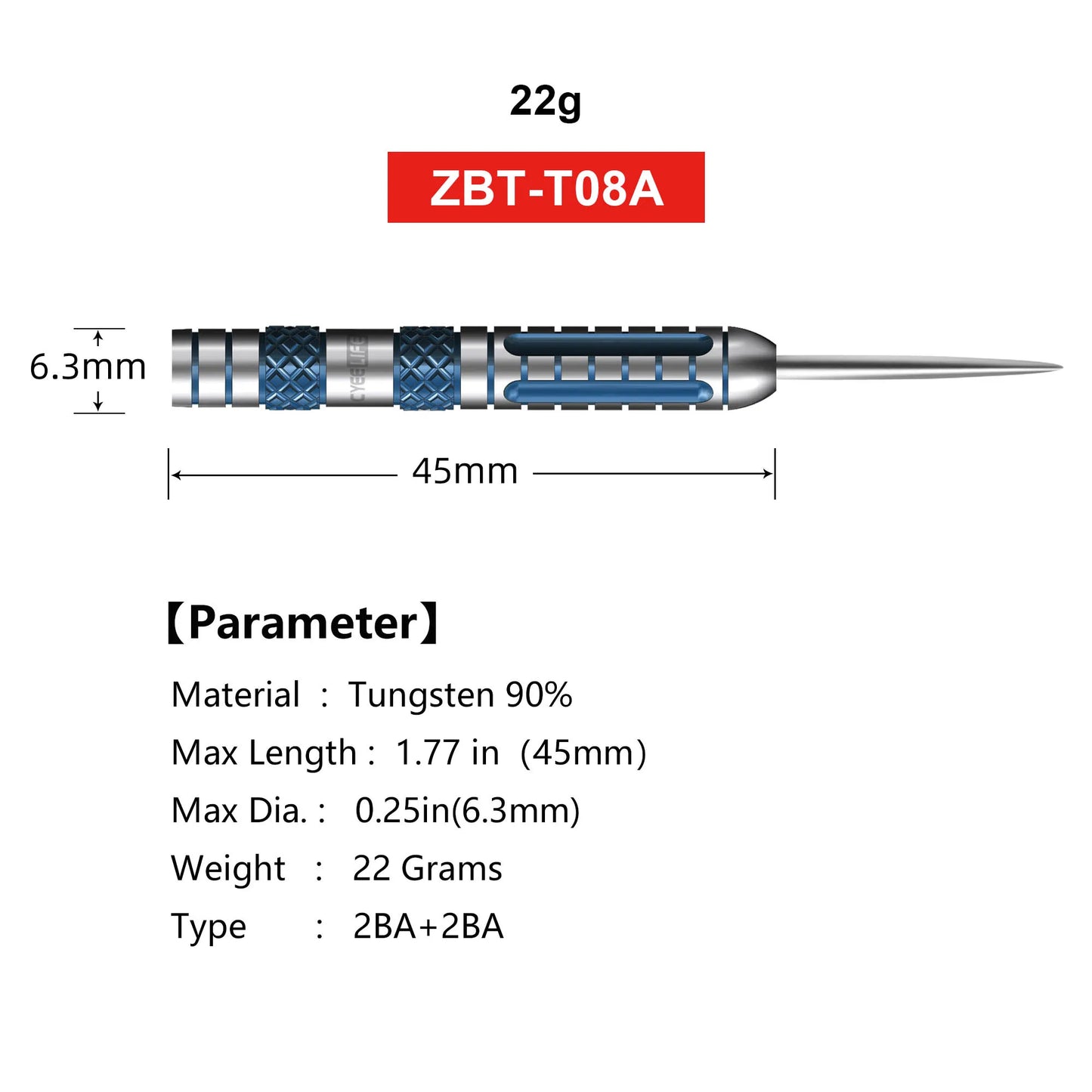 CyeeLife 22g Tungsten-Steel Dart Barrels – Hochpräzise Turnierkomponenten für anspruchsvolle Spieler!