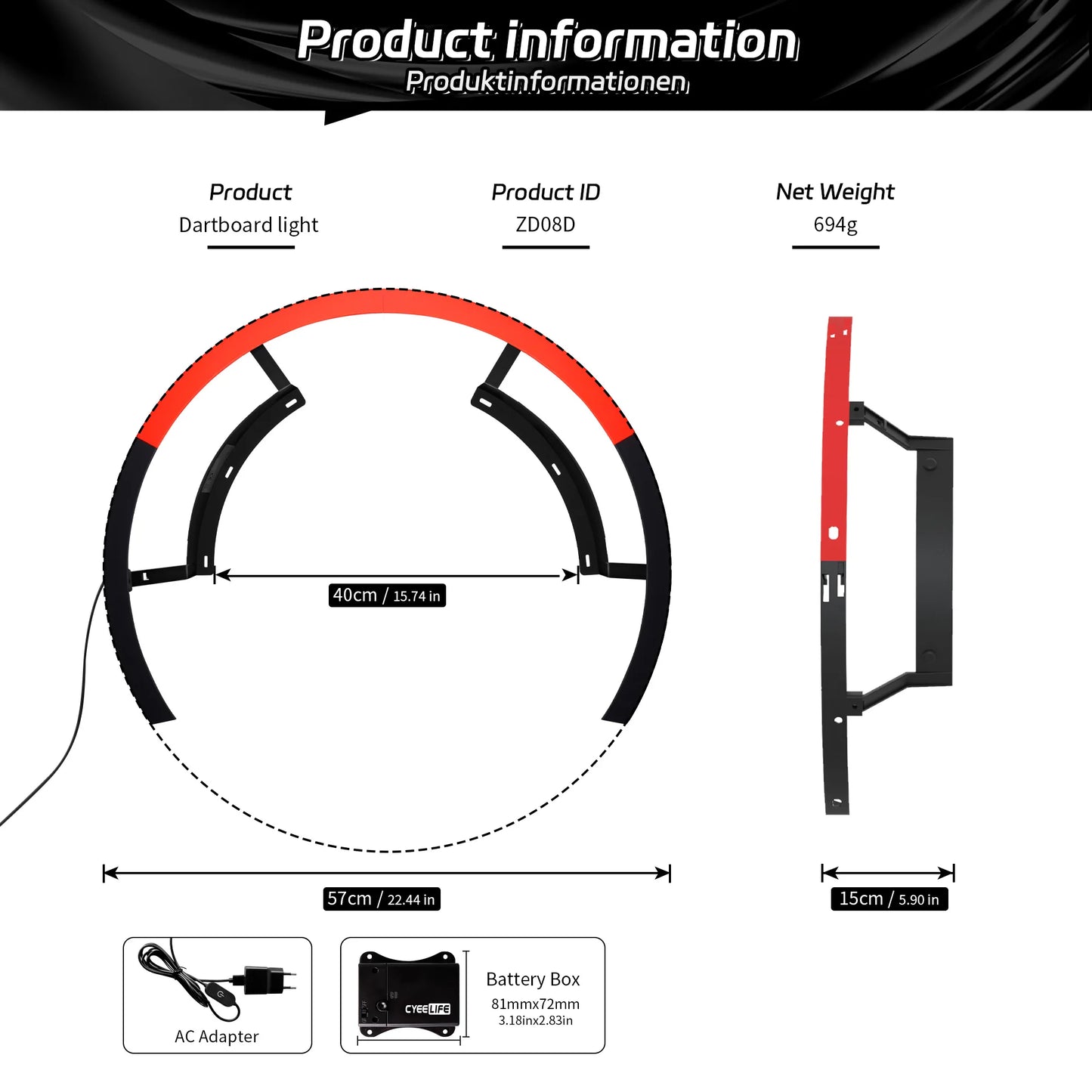 CyeeLife LED Dartboard Beleuchtungssystem – 240° Leuchtring für dein perfektes Spiellicht!