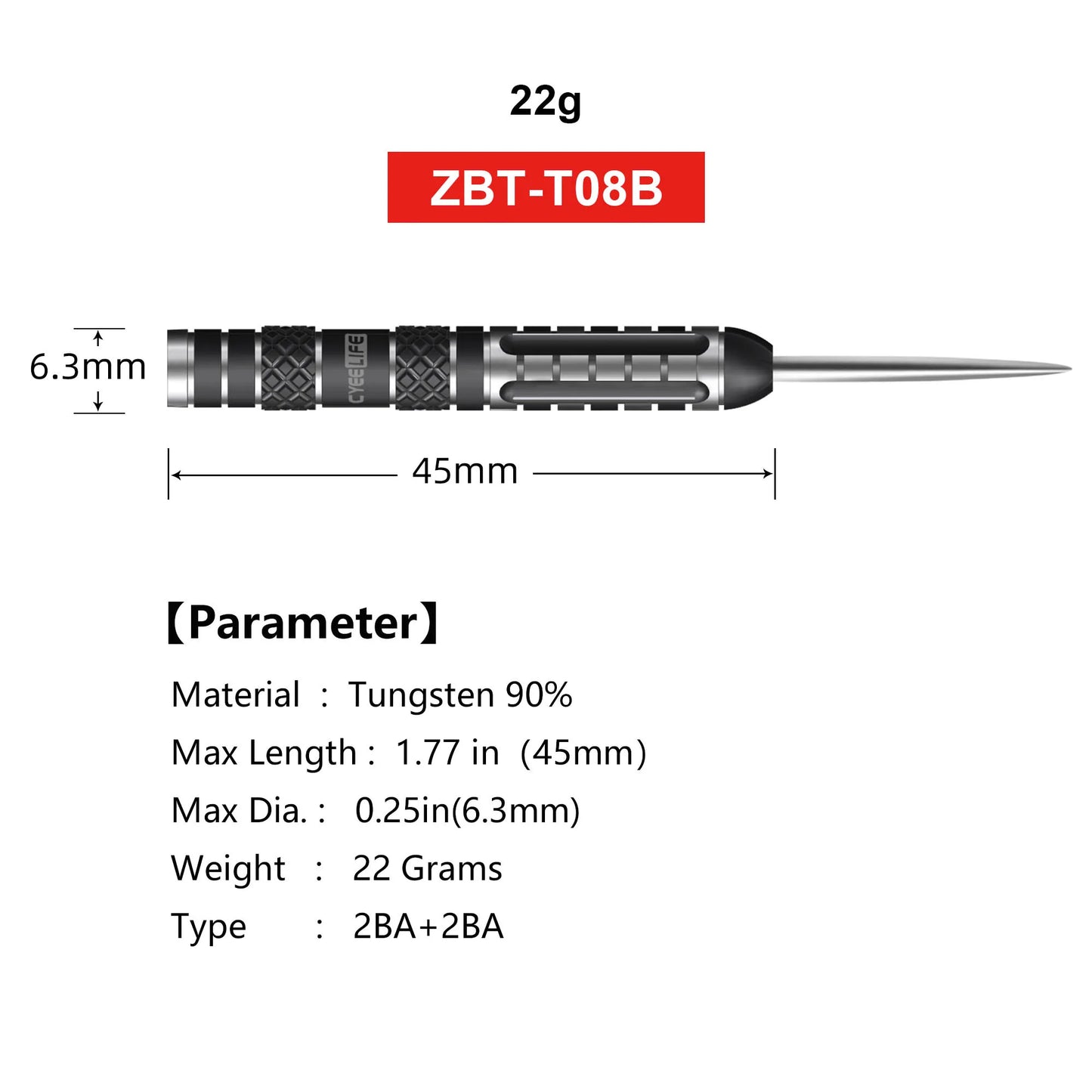 CyeeLife 22g Tungsten-Steel Dart Barrels – Hochpräzise Turnierkomponenten für anspruchsvolle Spieler!