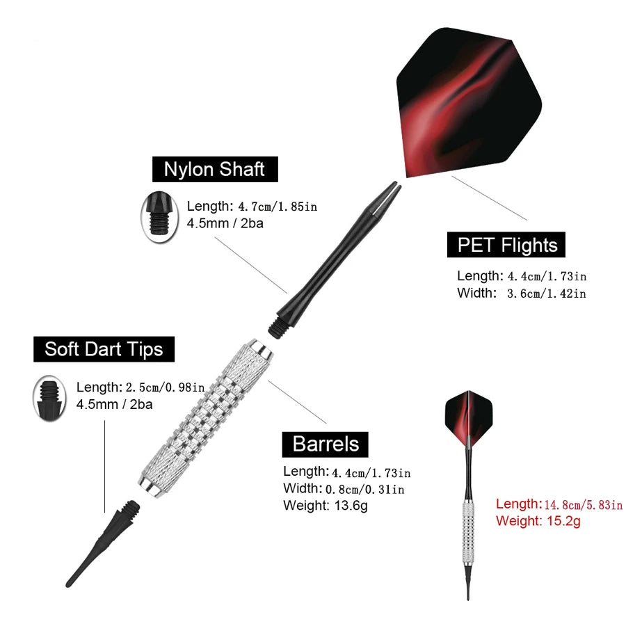 Soft-Tip Dart-Set mit vielseitigen Flights – Für elektronische Dartboards &amp; abwechslungsreichen Spielstil!