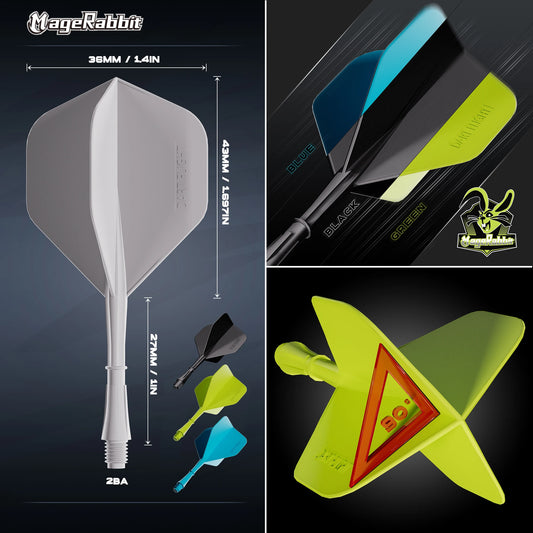 MageRabbit 2-in-1 Dart Flights & Shafts Set – Präzise Performance mit stylischem Farbmix!